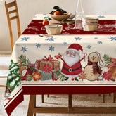 Mantel Hexagram nevado con muneco de nieve para mesa rectangular 52x70