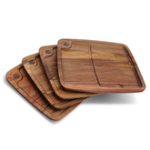 Tabla HexClad Bistecca de madera acacia para presentar carnes con canal de jugos.