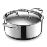 HexClad Olla híbrida 5qt con tapa de acero inoxidable para dorar carnes.