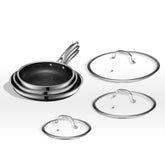 Sartén HexClad Híbrido 8 pulgadas con asa fría, ideal para dorar y saltear.