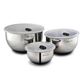 HexClad tazones de acero inoxidable con tapa de vacío para mezclar y almacenar 1,3 cuartos.