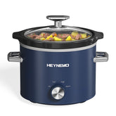 HEYNEMO Olla lenta 2qt, capacidad ideal para porciones pequeñas.