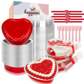 HEYYUMI: molde de corazón de aluminio 9 oz con tapa, ideal para porciones individuales.