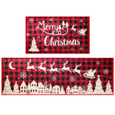 Alfombra HGKFQP de cocina navidad roja y negra, ideal para la entrada.