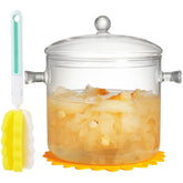 HHMJSM olla de vidrio claro 3L con tapa, perfecta para observar la cocción sin abrir.