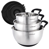 Hillbond tazones de acero con tapas para verter sin goteos