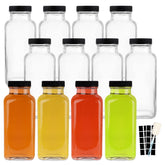 Botellas HINGWAH de vidrio de 12 onzas para jugos, con tapa segura.