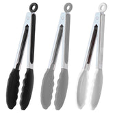 Pinzas Hinmay de 9 pulgadas para servir en negro, blanco y gris, útiles para ensaladas.