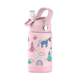 Hippypotamus botella infantil frente, rosa unicornio, atractiva para casa o escuela.