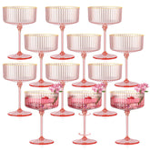Vaso coupe rosa acanalado de HKSZEH, ideal para celebraciones elegantes.