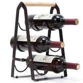 HMKAIJUFUL botellero de vino para 6 botellas, negro, ideal para mostrador.