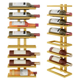 Hoctieon estante de pared para 8 botellas en acabado oro, ideal para ahorro de espacio.