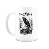 Taza F-Caw-F de Hogg vista frontal, ideal para comenzar el día con humor.
