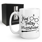 Taza Hogg nohoybrujo 15oz lista para empezar el día con humor