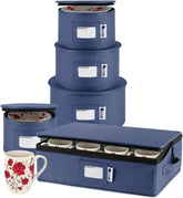 HOLDN’ STORAGE: caja dura denim azul, protección para vajilla durante mudanza y almacenamiento.