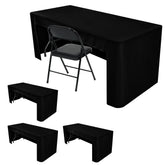 Mantel rectangular HolidayIdeas negro para mesa de 6 pies, preparado para eventos.
