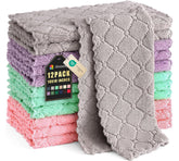 Homaxy paños de cocina 12-pack ultra suaves para secar platos sin rayar.