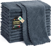 Paño Homaxy de cocina 12pack gris oscuro, textura coral aterciopelada para limpieza suave.