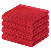 Toallas Homaxy de cocina, tejido panal hexagonal rojo, absorbentes para secar platos.