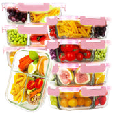 HOMBERKING contenedor de vidrio con tres compartimentos para planificar comidas.