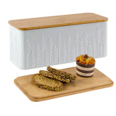 HOME PALETTE caja para pan grande de metal blanco mantiene pan fresco