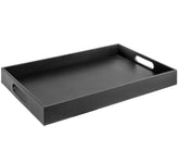 Bandeja decorativa Home Redefined negra rectangular con asas para centro de mesa.