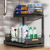 HOMEAILIE Organizador bajo fregadero con doble capa deslizante para más espacio.