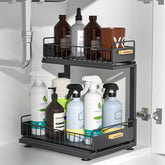 Organizador HOMEBOSILY bajo fregadero dos niveles para maximizar el espacio disponible