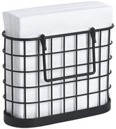HOMECLASS6 porta-servilletas negro mate con base rejilla para mesa estable.