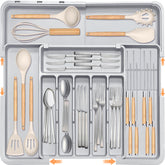 Homecor organizador de cubiertos ajustable para cajón, optimiza espacio y orden.