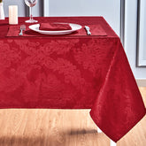 Mantel HomeJoy rectangular de color rojo, estilo lino, ideal para comidas familiares