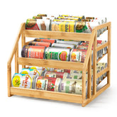 HOMESTEAD Organizador de latas de bambu 3 niveles facilita ver y acceder.
