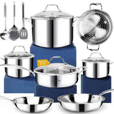 Conjunto HOMICHEF 14 piezas listo para cocinar con calor uniforme.