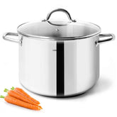 Olla HOMICHEF sinNíquel, exterior espejo realza elegancia y cocina más segura.
