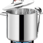 Olla stock grande HOMICHEF con tapa de vidrio, ideal para caldos y mariscos