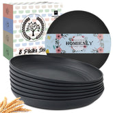 Plato Homienly de 10 pulgadas, negro, ideal para cenas familiares y limpieza sencilla.