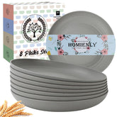 Homienly plato profundo de trigo de 9 pulgadas, ideal para comidas familiares.