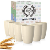 Vasos Homienly de trigo 12oz beige, juego de 6, aptos para uso diario.