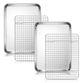 Homikit bandeja cuartilla 12-4x9-6 con rejilla para hornear uniforme y desmolde fácil