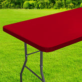 Mantel rectangular elástico impermeable de Homing para mesa plegable rojo, protege contra derrames