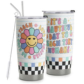 Termo HOMISBES de acero inoxidable 20 oz con tapa y pajillas, ideal para llevar café.