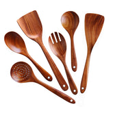 conjunto HOMVIA de utensilios de acacia para cocinar sin rayar sartenes antiadherentes