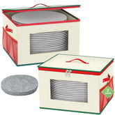 Homyfort contenedores para platos de 12 pulgadas en beige para almacenamiento seguro.