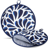 Honeydak funda cálida para tortillas con Talavera azul exterior, ideal para reuniones.