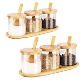 Potes HONGCHU de 350 ml con tapa de bambú para sal, azúcar y especias.