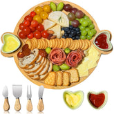 Tablero Hongsane con diseño de corazón doble para quesos y aperitivos.