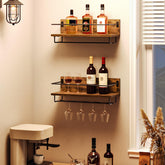 HOOBRO estante-pared-vino 2-niveles para botellas, organización elegante.