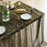 Mantel Horaldaily de gasa negro dorado 60x84, ideal para bodas