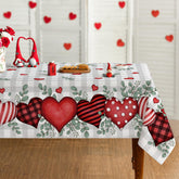 Mantel Horaldaily Valentine con diseño a cuadros rojos y corazones para cenas