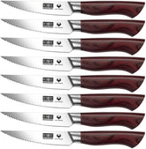 Cuchillos HOSHANHO para bistec en juego de 8 piezas en mesa